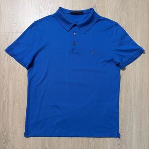 Louis Vuitton Royal Blue Short Sleeve Polo Shirt Embroidered Logo Mens Small Y2K